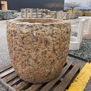 Limestone Planter – Natural Stone Planter for Flowers & Ornamental Trees, Indoor/Outdoor, 75 x 75 x 70 cm