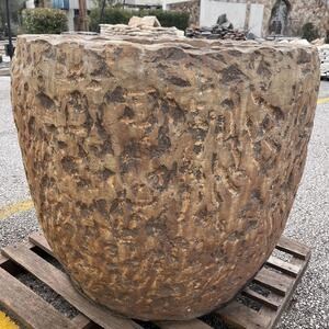 Limestone Planter – Natural Stone Planter for Flowers & Ornamental Trees, Indoor/Outdoor, 75 x 75 x 70 cm