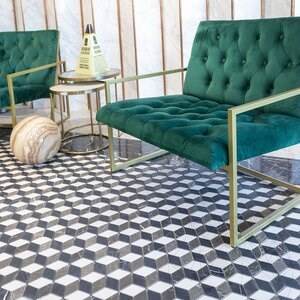 Bianco Carrara, Cleopatra, Nero Marquina Mix Cube Design Honed Marble Mosaic