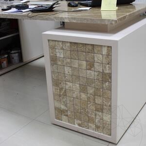 Light Emperador Polished Marble Mosaic, 4.8 x 4.8 cm