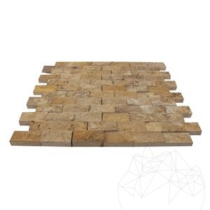 Yellow Splitface Travertine Mosaic, 2.5 x 5 cm