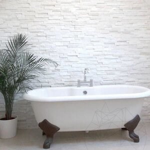 Pure White Marble Wall Cladding Panel, 15 x 60 cm