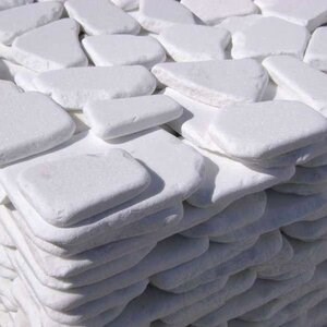 Thassos Polygonal Antique Marble Crazy Paving, 2 cm