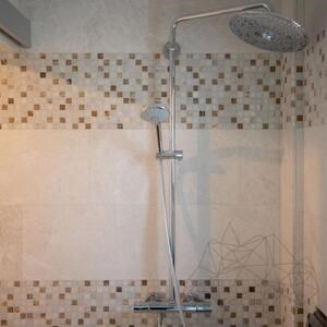 Honey Onyx White & Emperador Polished Marble Mix Mosaic, 2.3 x 2.3 cm