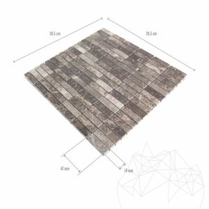 Dark Emperador Polished Marble Mosaic, 4.8 x 1.5 cm