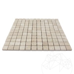 Light Beige Polished Marble Mosaic, 2.3 x 2.3 cm