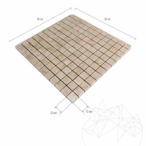 Light Beige Polished Marble Mosaic, 2.3 x 2.3 cm