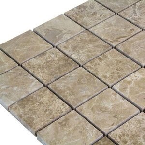 Light Emperador Polished Marble Mosaic, 4.8 x 4.8 cm