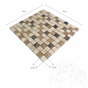 Mix Polished Marble Mosaic, 2.3 x 2.3 cm
