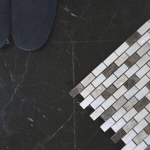 Emperador/Tundra/Mugla Mix Polished Marble Mosaic, 3.2 x 1.5 cm