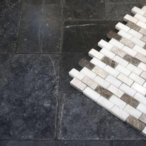 Emperador/Tundra/Mugla Mix Polished Marble Mosaic, 3.2 x 1.5 cm