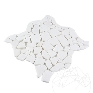 Crazy Paving Tumbled Thassos Marble Mosaic