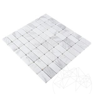 Volakas Tumbled Marble Mosaic, 2.85 x 5 cm