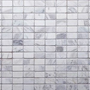 Volakas Tumbled Marble Mosaic, 2.85 x 5 cm
