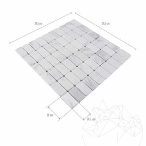 Volakas Tumbled Marble Mosaic, 2.85 x 5 cm