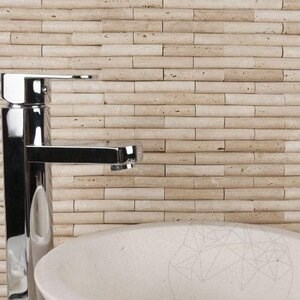 Classic Travertine Tumbled Bamboo Mosaic 1.5 x 7.5 cm