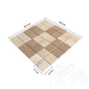 Classic & Noce Scratched Travertine Mosaic, 4.7 x 4.7 cm