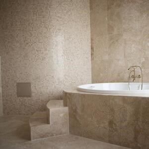 Classic Polished Travertine Mosaic, 2.3 x 2.3 cm