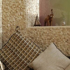 Classic Splitface Travertine 3D Mosaic, 2.5 x 2.5 cm
