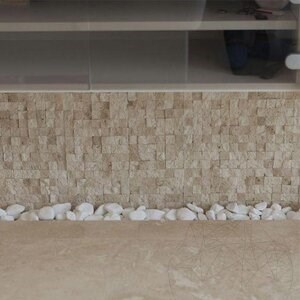 Classic Splitface Travertine 3D Mosaic, 2.5 x 2.5 cm
