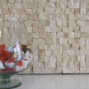 Classic Splitface Travertine 3D Mosaic, 2.5 x 2.5 cm