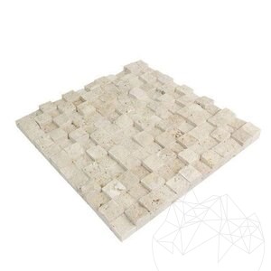 Classic Splitface Travertine 3D Mosaic, 2.5 x 2.5 cm
