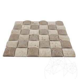 Classic & Noce Tumbled Travertine 3D Pillow Mosaic, 5 x 5 cm