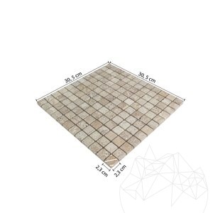 Latte Tumbled Travertine Mosaic, 2.3 x 2.3 cm