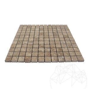 Latte Polished Travertine Mosaic, 2.3 x 2.3 cm