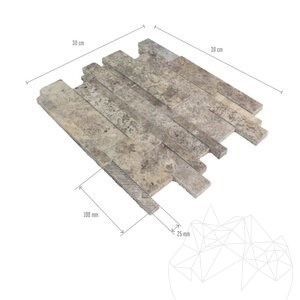 Silver Polished Travertine 3D Wall Mosaic