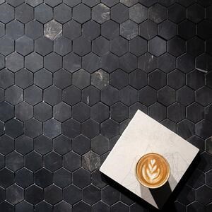 Nero Marquina Hexagon Honed Marble Mosaic