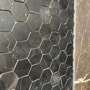 Nero Marquina Hexagon Honed Marble Mosaic