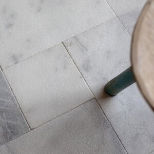 New York White Marble French Pattern Set Sandblasted and Brushed, 1.2 cm