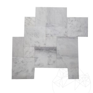 New York White Marble French Pattern Set Sandblasted and Brushed, 1.2 cm