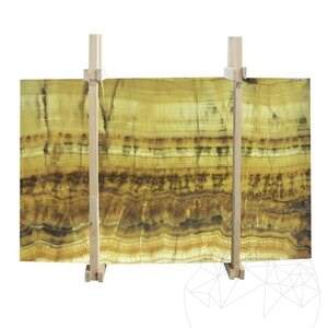 Vein Cut Polished Onyx Slab, 2 cm