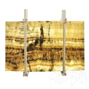 Vein Cut Polished Onyx Slab, 2 cm