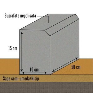 Bianco Sardo Granite Kerbstone (chamfer 1L), 10 x 15 x 50 cm