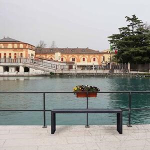 Garden Bench Panchina U - Sintered Stone, 60X90X4XH45 cm Eco