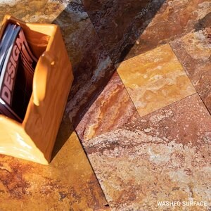 Peach Cross Cut Brushed Travertine French Pattern Set 1.2 cm