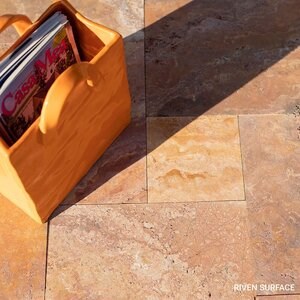 Peach Cross Cut Brushed Travertine French Pattern Set 1.2 cm