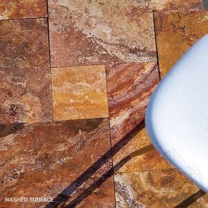 Peach Cross Cut Brushed Travertine French Pattern Set 1.2 cm