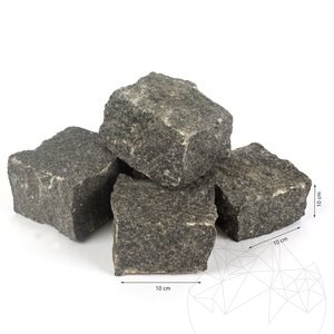 Anthracite Splitface Granite Cobblestone, 10 x 10 x 10 cm (1 ton = 5 sqm)