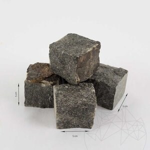 Anthracite Splitface Granite Cobblestone, 5 x 5 x 5 cm (1 ton = 7-8 sqm)