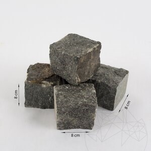 Anthracite Splitface Granite Cobblestone, 8 x 8 x 8 cm (1 ton = 5-6 sqm)