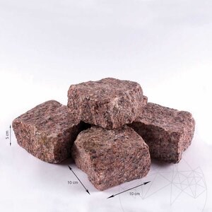 Maple Red Splitface Granite Cobblestone, 10 x 10 x 5 cm