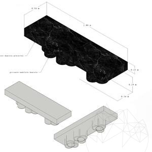 PureMess Ceppo Marble Garden Bench, 180 x 50 x 44 cm