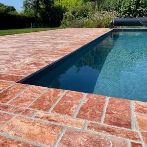 Red Opium Cross Cut Brushed and Chiseled Edge Travertine 15.2 x 30.5 x 3 cm 