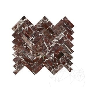 Rosso Levanto Chevron Polished Marble Mosaic