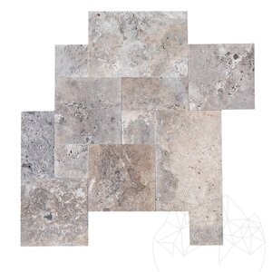 Silver Cross Cut Brushed Travertine French Pattern Set 1.2 cm - Special Order
