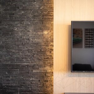 Stras Black Slate Wall Cladding Panel 15 x 60 cm